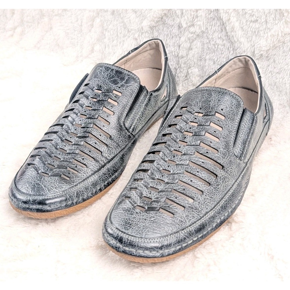 Stacy Adams Mens 10 M Black Gray Woven Huarache Slip On Shoes 25023-020